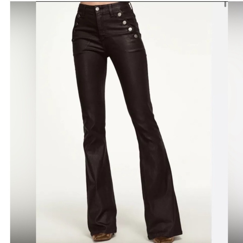 NWT $275 RAMY Brook Helena High-Rise Flare Coated Japanese Denim Sailor Jean  26 - Picture 2 of 15